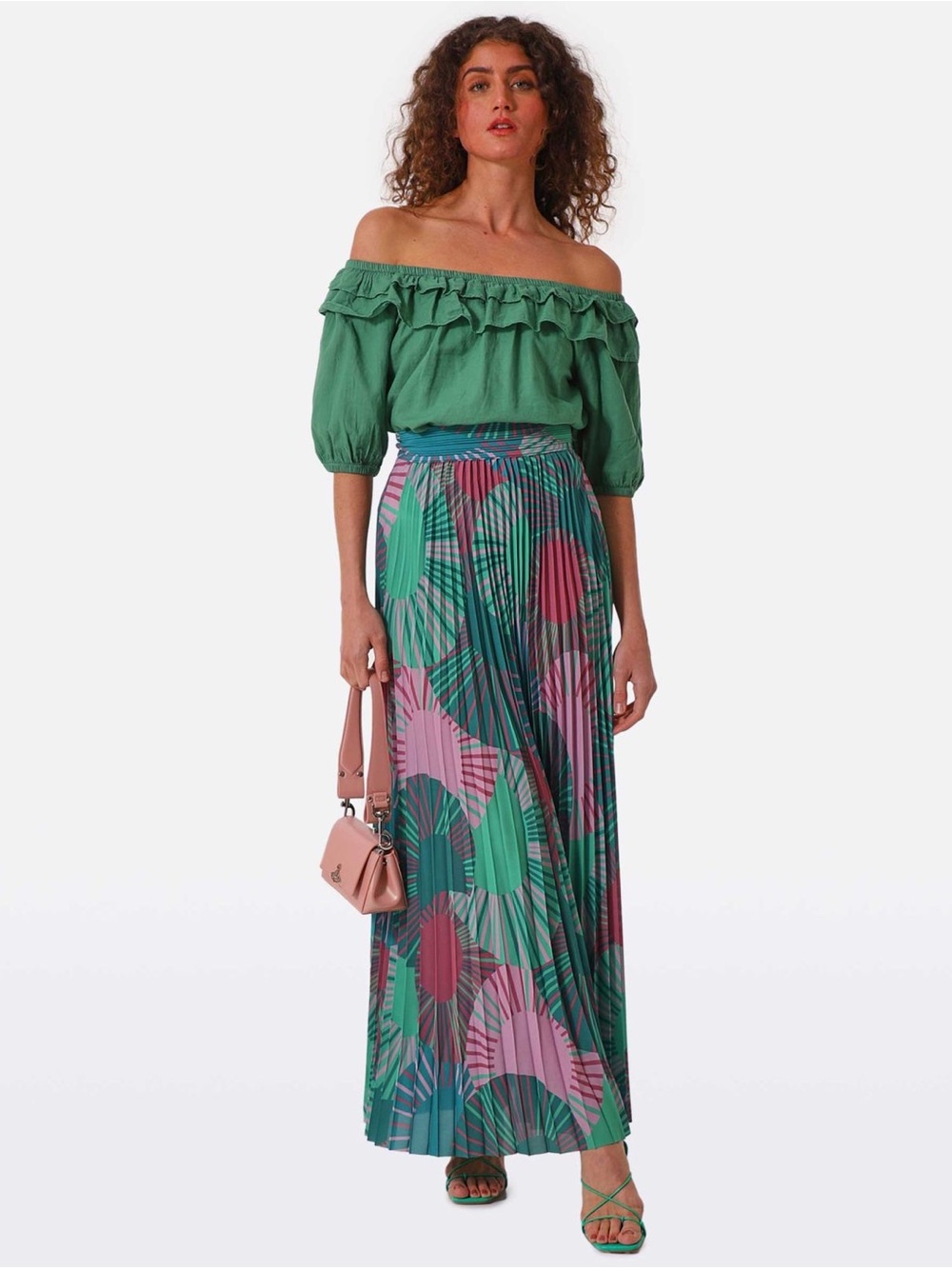 ba&sh NWOT- Bash NEO Micro Pleat Vert green color maxi skirt